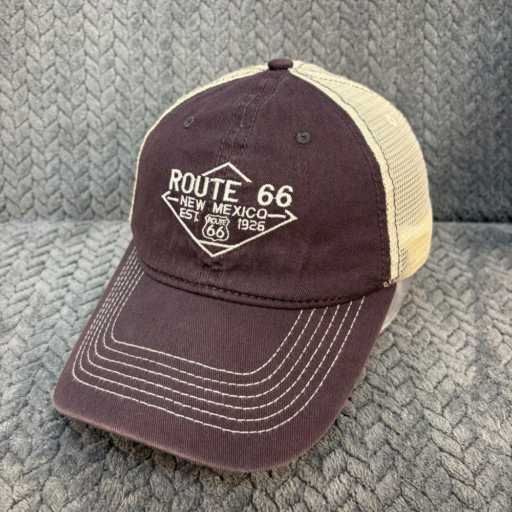Prairie Mountain Route 66 New Mexico Trucker Hat Navy Blue Mesh Snapback Cap